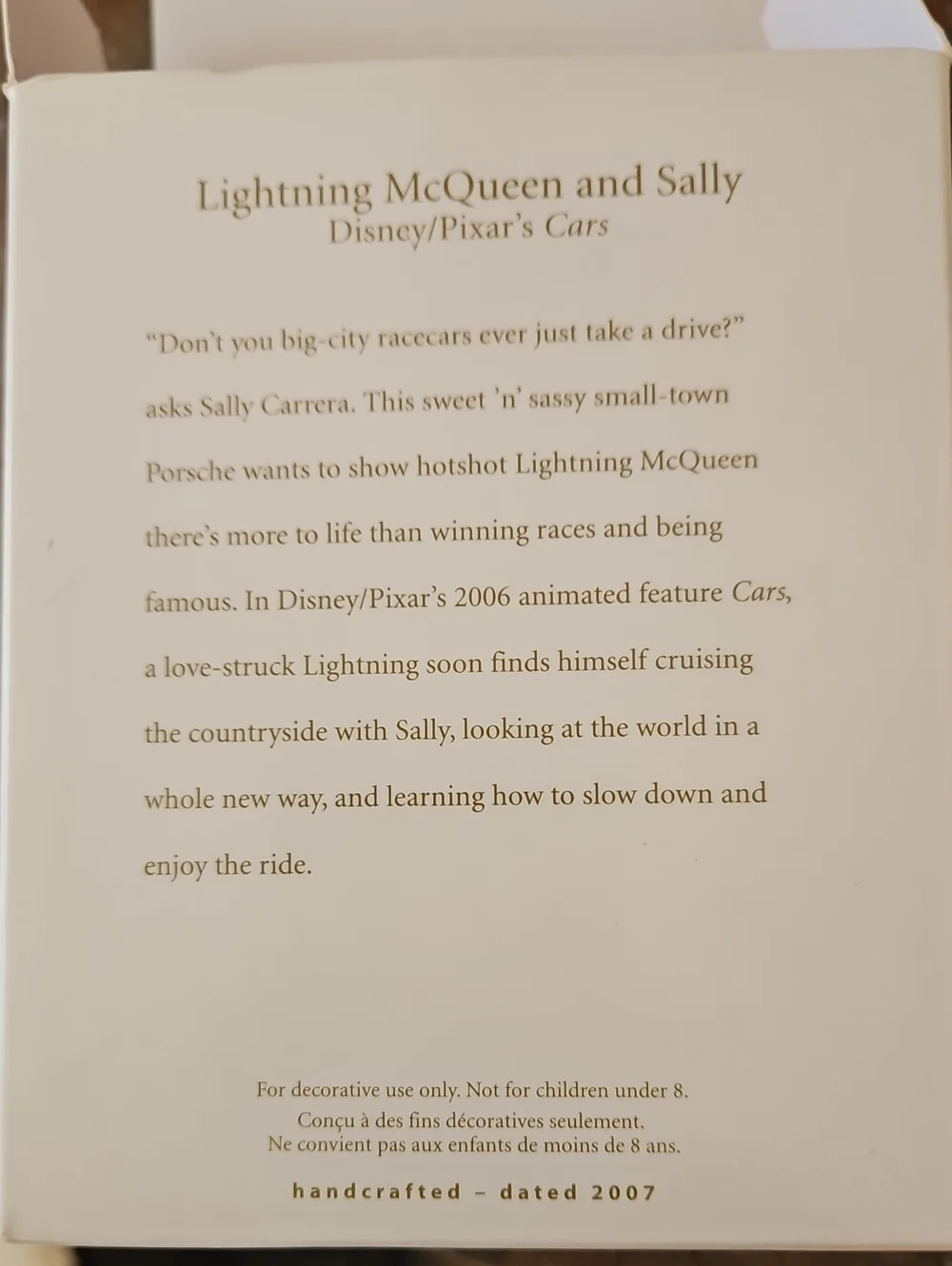 NWT 2007 Vintage Disney Cars Movie Lightning McQueen & Sally Ornaments